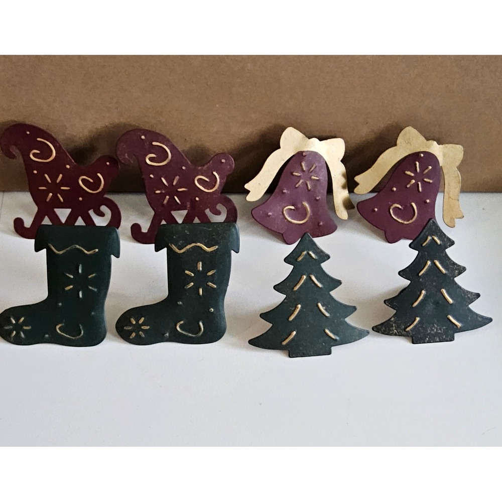 Vintage Christmas Napkin Ring Holders Set 8 Sleigh Bell Holiday‎ Decor Rustic
